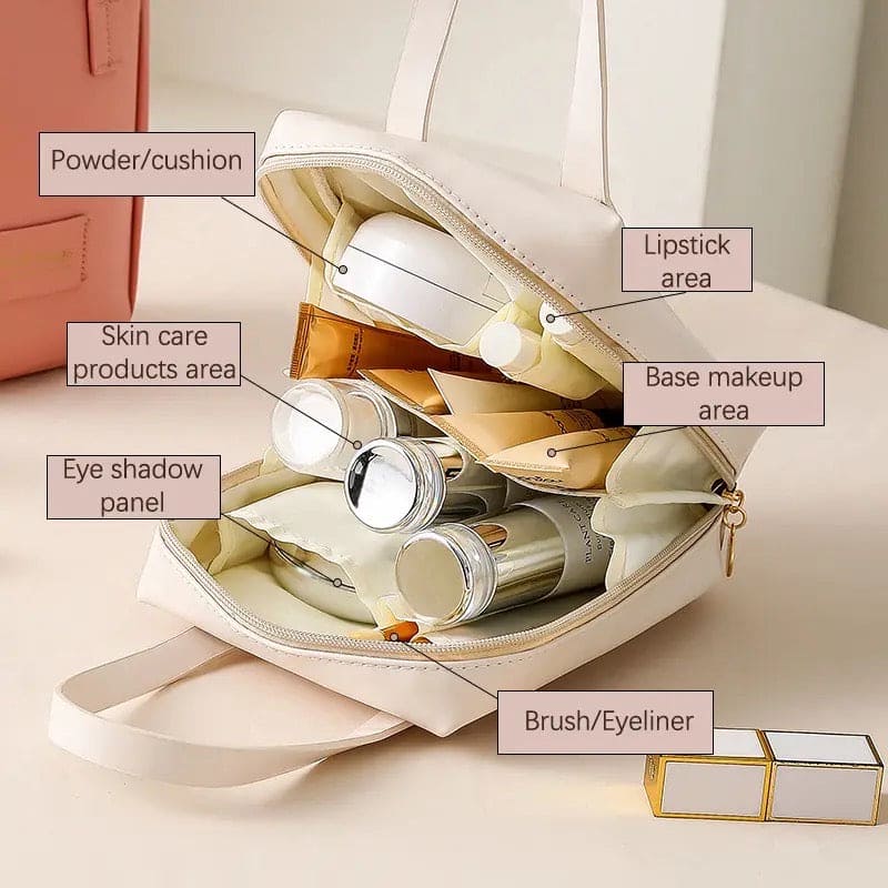 Shell Shape Cosmetic Bag, Large Capacity Handheld Cosmetic Bag, Multiple Compartments PU Travel Pouch, Waterproof Wash Kit Handbag, Fashionable Makeup Organizer with Handle, Stylish Double Zipper Travel Bag Shell Shape Cosmetic Bag, Large Capacity Handheld Cosmetic Bag, Multiple Compartments PU Travel Pouch, Waterproof Wash Kit Handbag, Fashionable Makeup Organizer with Handle, Stylish Double Zipper Travel Bag